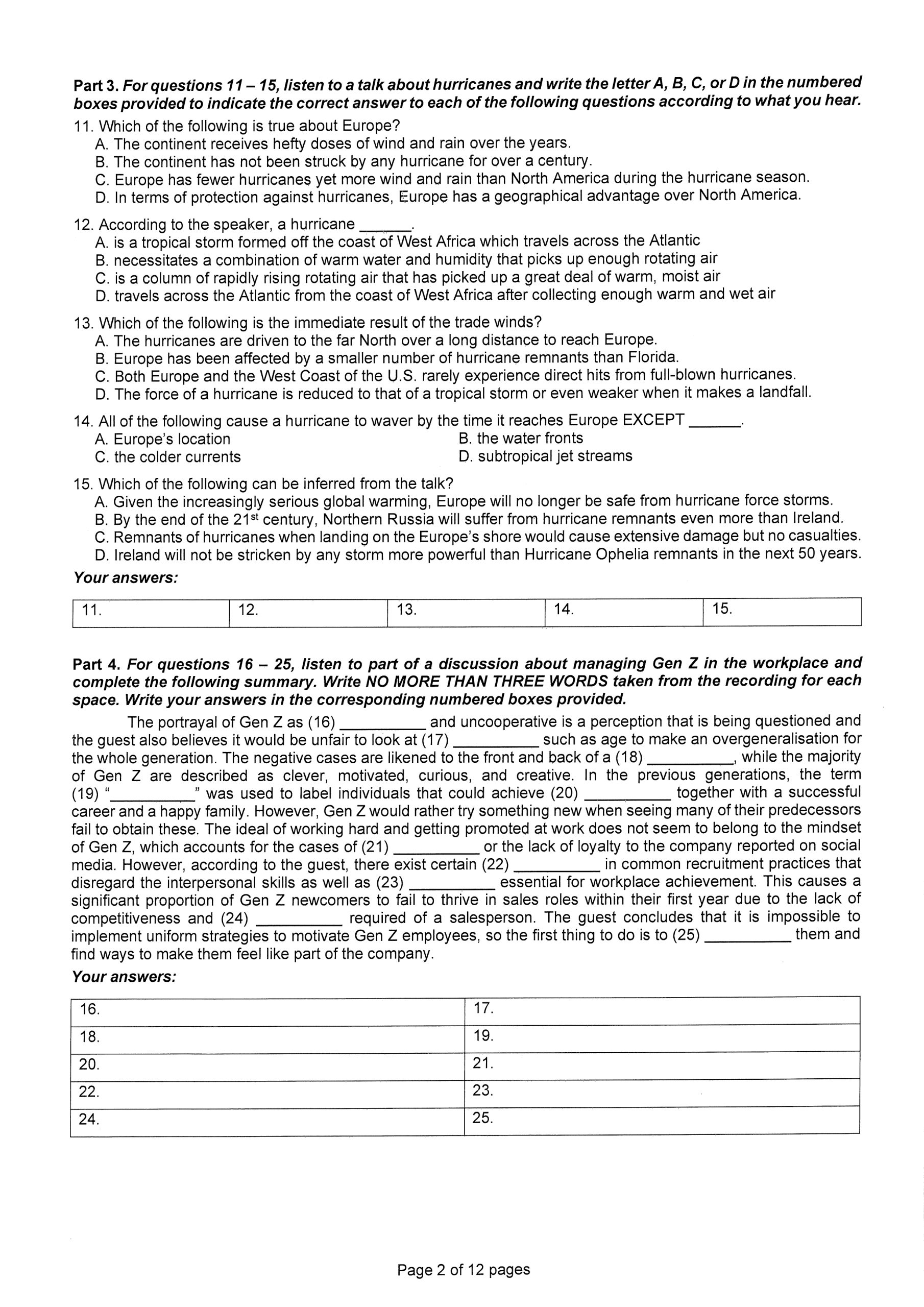 Đề thi CT HSG Quốc gia Tiếng Anh năm học 2024-2025 - 2/12