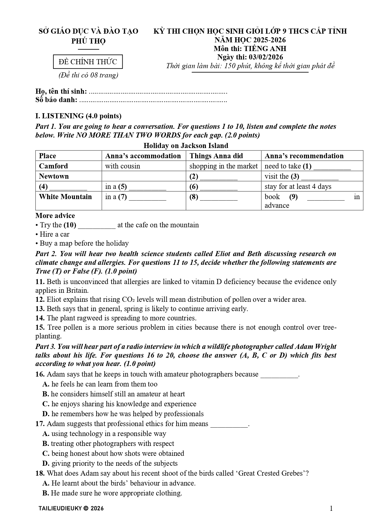 Đề thi HSG Tiếng Anh 9 tỉnh Phú Thọ 2025-2026_page-0001