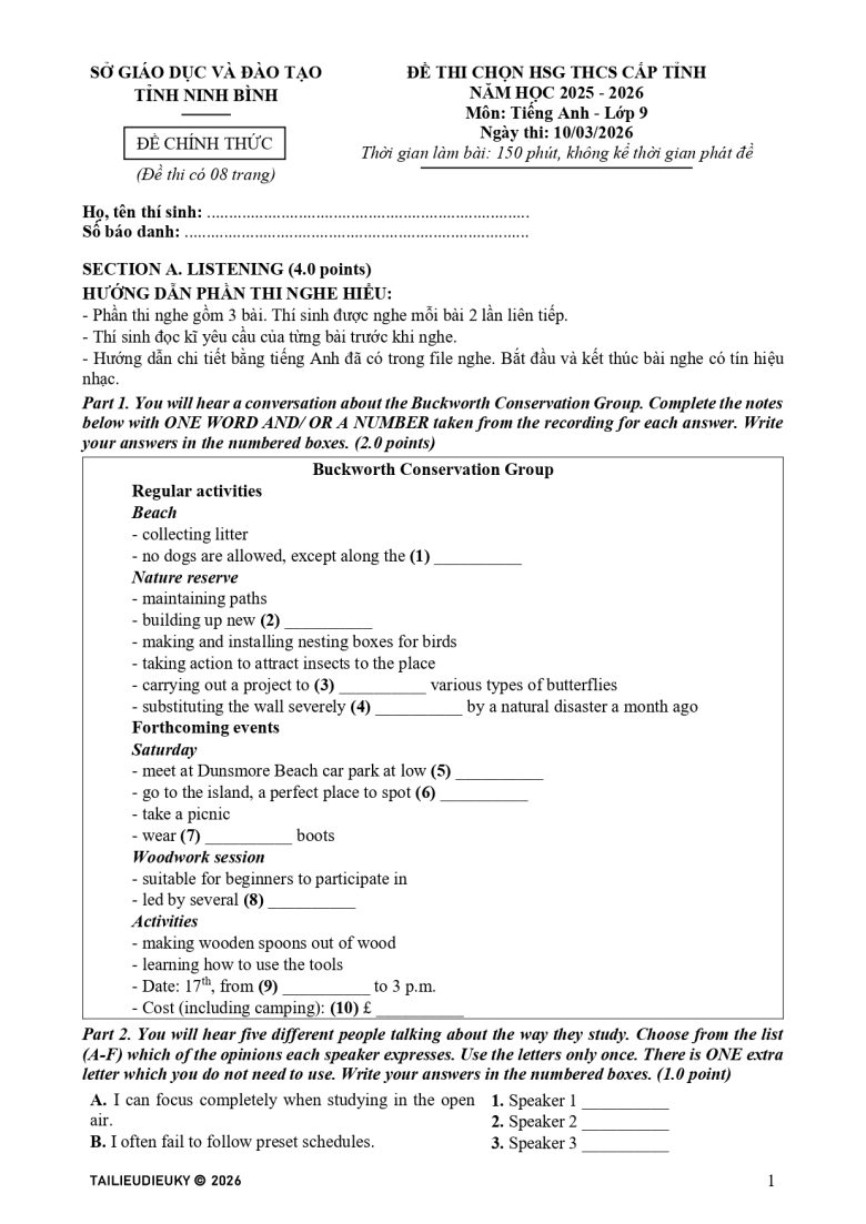 Đề thi HSG Tiếng Anh 9 tỉnh Ninh Bình 2025-2026_page-0001
