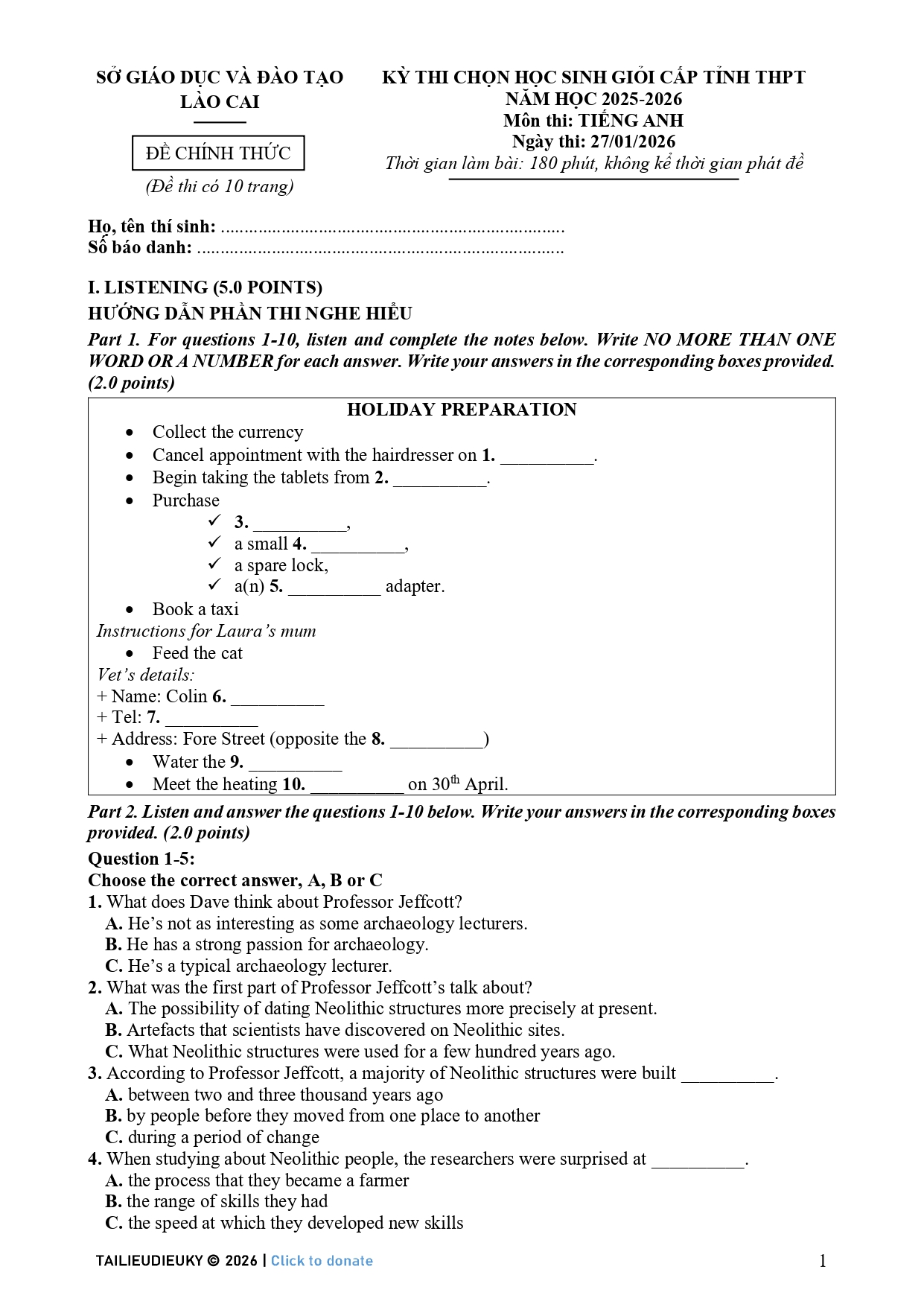 Đề thi chọn HSG cấp tỉnh Tiếng Anh 12 Lào Cai 2025-2026_page-0001