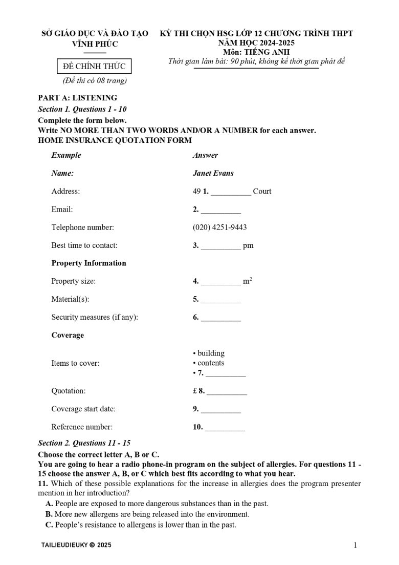 Đề HSG Tiếng Anh 12 Vĩnh Phúc 2024-2025_page-0001
