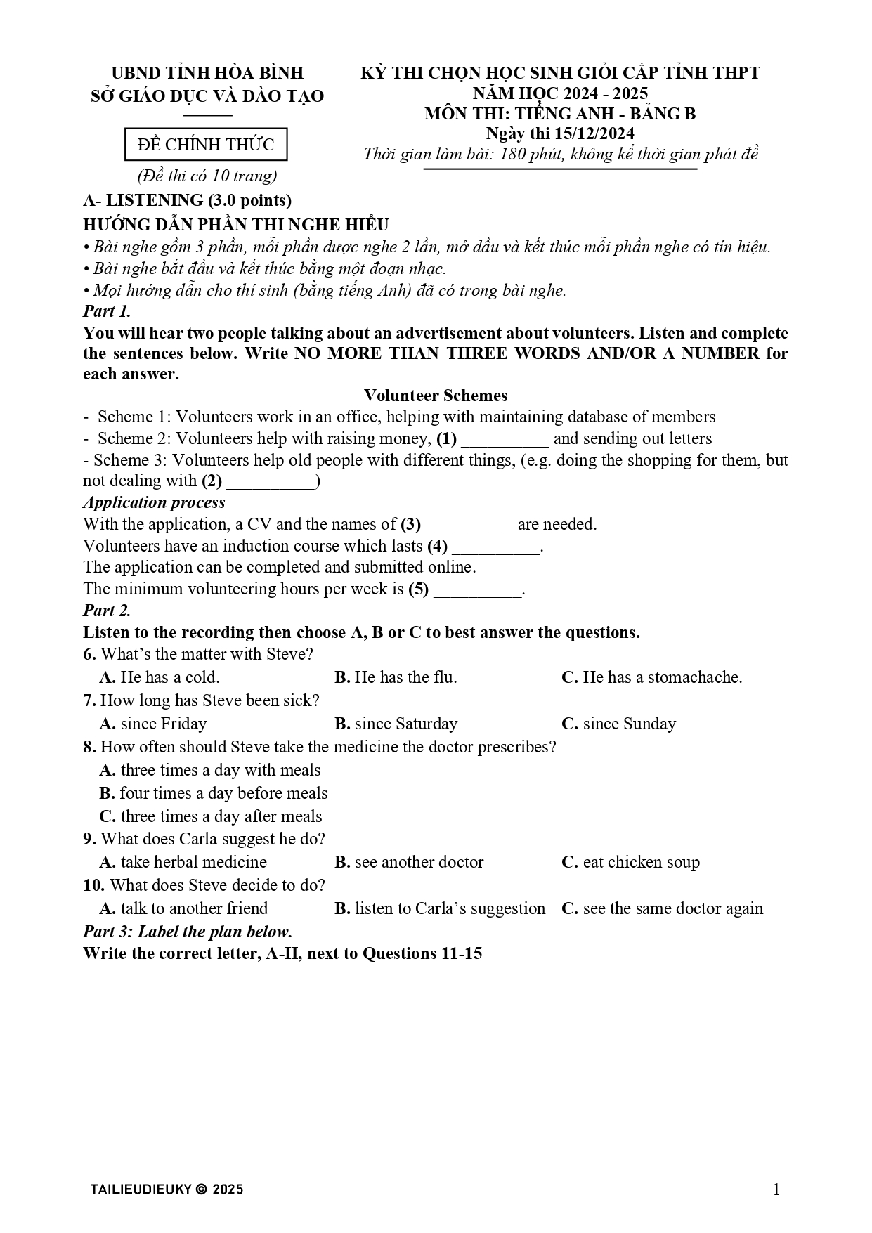 Đề HSG Tiếng Anh 12 cấp tỉnh Hòa Bình 2024-2025_page-0001