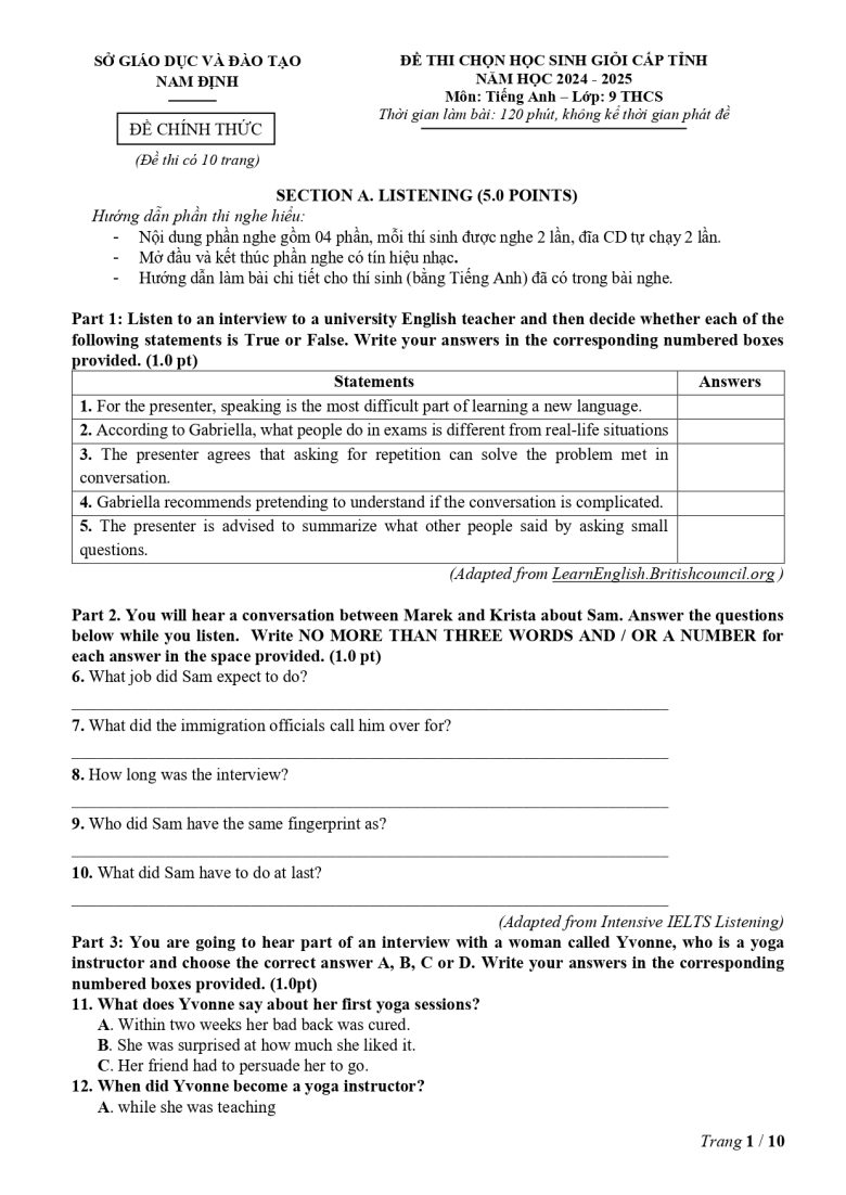Đề HSG Tiếng Anh 9 cấp tỉnh Nam Định 2024-2025_page-0001