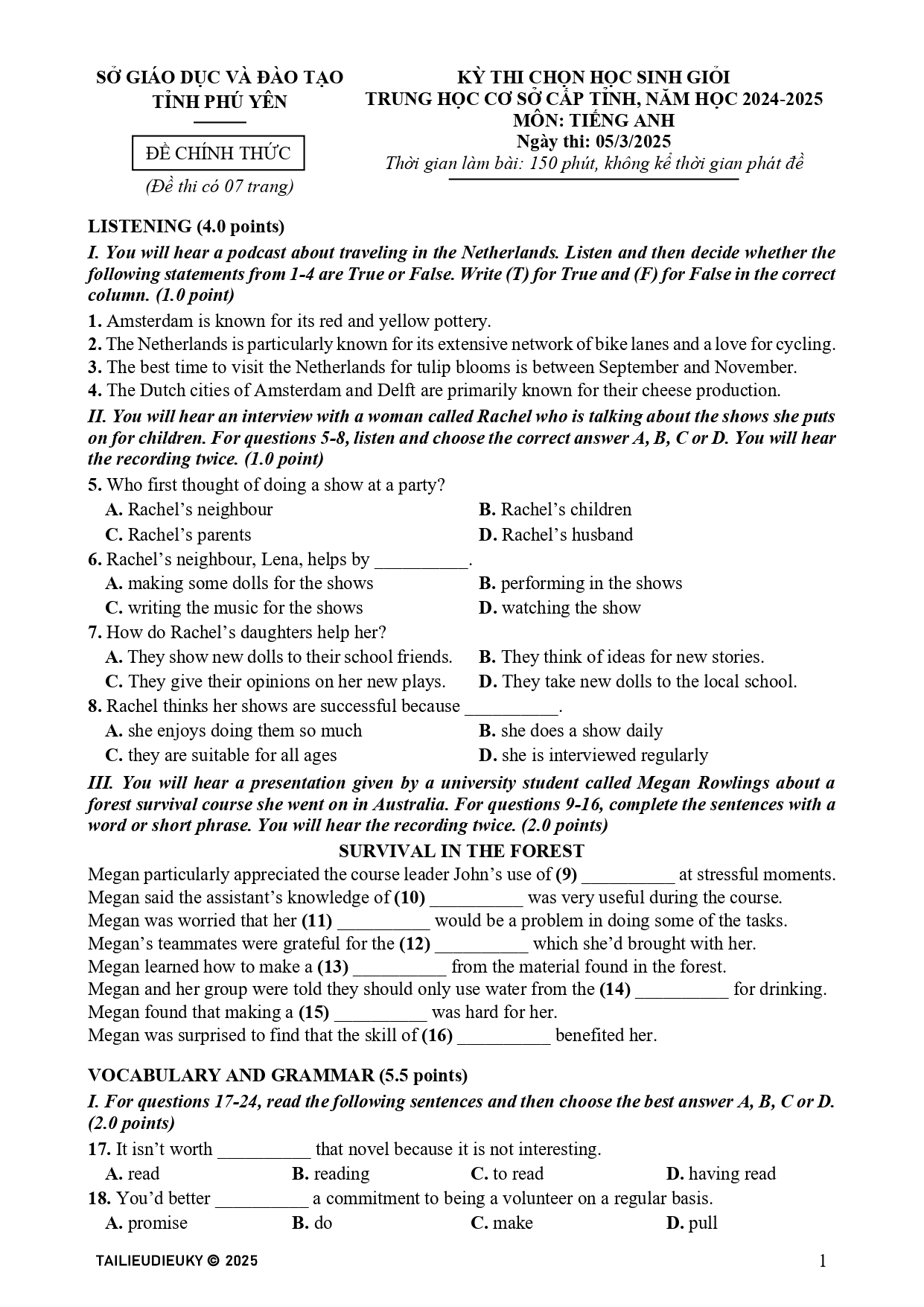 Đề HSG Tiếng Anh 9 tỉnh Phú Yên 2024-2025_page-0001