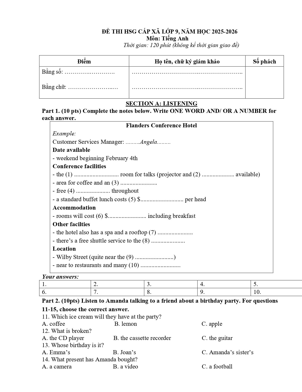 Đề thi học sinh giỏi Tiếng Anh 9 cấp xã Nam Đàn, Nghệ An 2025_page-0001